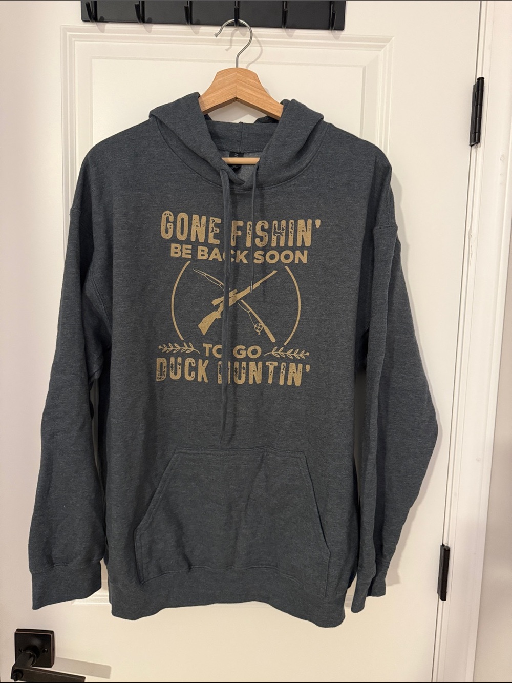 Charcoal Gray 'Gone Fishin' Graphic Hoodie - Men's